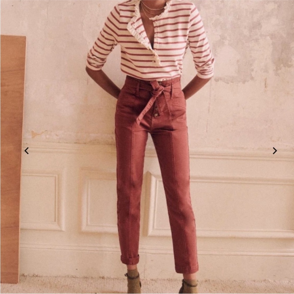 Sezane Maxime Pants Rose Wood Trousers Size 4 36